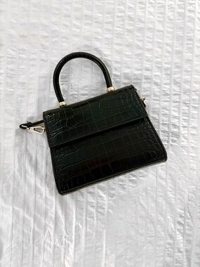 Mango Black Croc-Effect Mini Bag